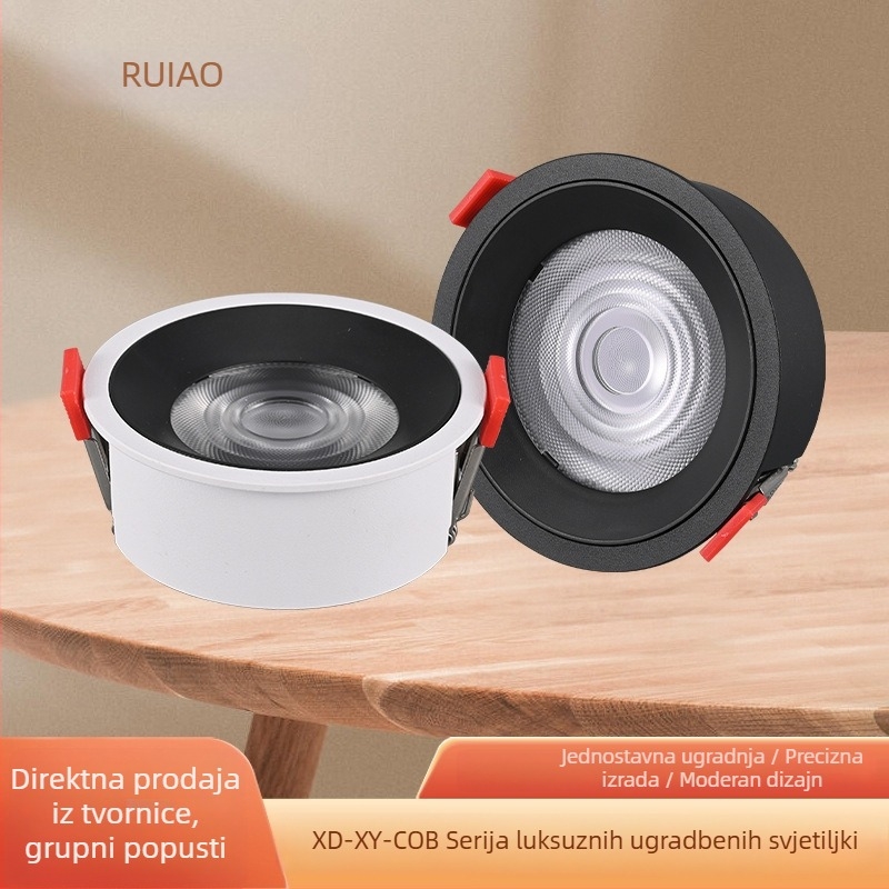 COB LED downlight serije s kućištem od lijevanog aluminija – unutarnje kružno stropno svjetlo, komplet