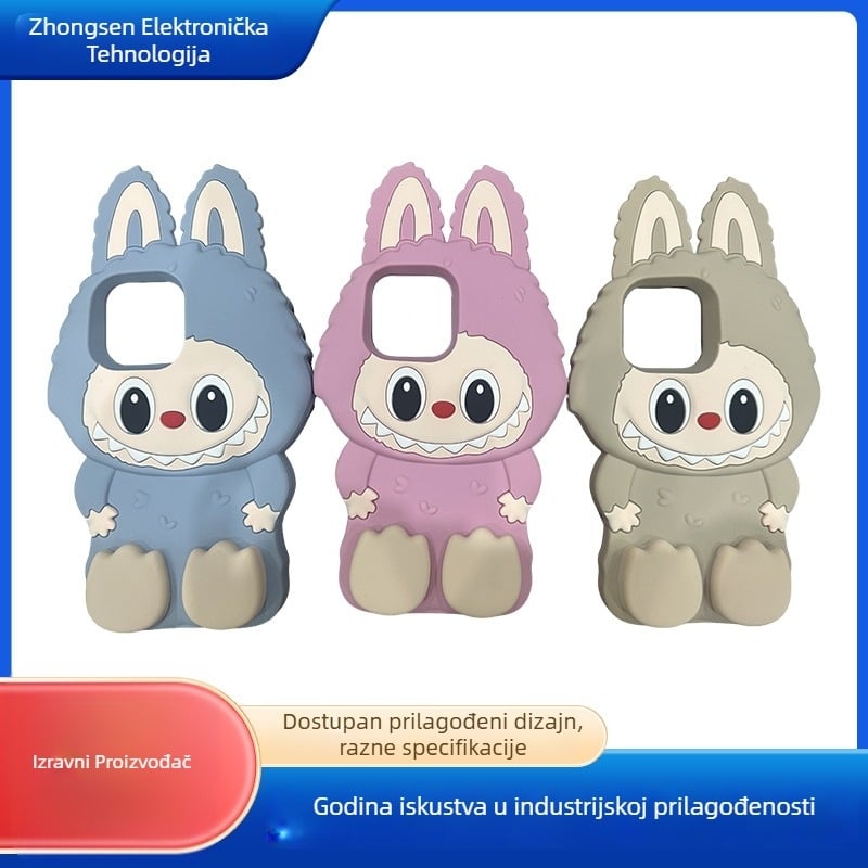 Silikonska zaštitna maska za Apple iPhone 13/14 Pro Max – 3D Labubu dizajn, crtani lik