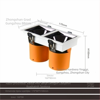 LED downlight s COB, lijevano aluminijsko kućište, model TD16-4.5inch, pogodno za trgovačke centre, bolnice, hotele i kućne stropove