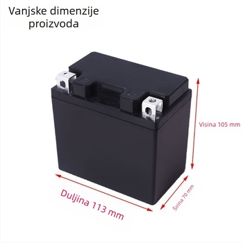 Kućište baterije za pokretanje motocikla YTX5, 12V 5Ah, integrirano plastično kućište