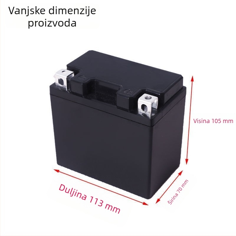 Kućište baterije za pokretanje motocikla YTX5, 12V 5Ah, integrirano plastično kućište