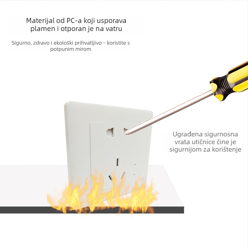 Ugrađeno kućište za pametnu utičnicu tipa 86, Wi‑Fi, ZigBee grafiti Bee dizajn, glasovna kontrola i regulacija temperature, kućište utičnice s pet otvora