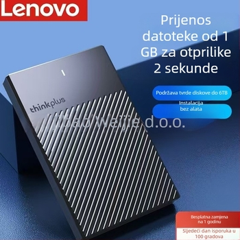 Lenovo K01-A Vanjsko kućište za tvrdi disk USB 3.0 SATA – aluminijska legura, podržava 6TB