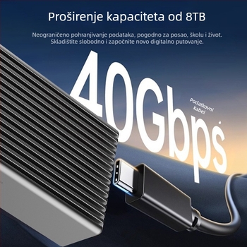 USB4 M.2 NVMe SSD kućište s Thunderbolt 4/3, aluminijska legura, 8TB, 40Gbps
