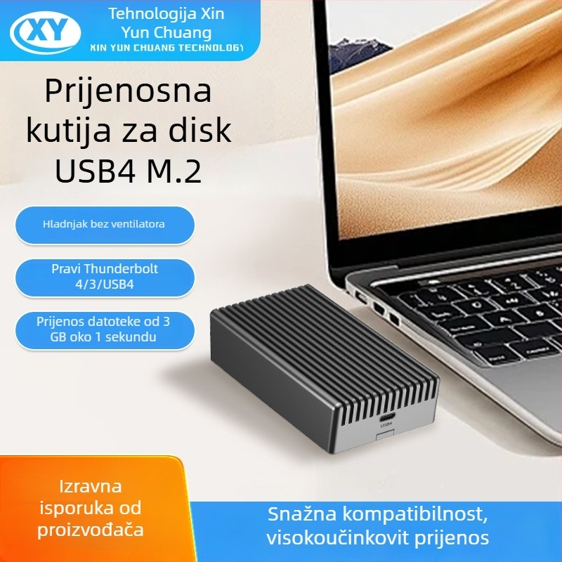 USB4 M.2 NVMe SSD kućište s Thunderbolt 4/3, aluminijska legura, 8TB, 40Gbps