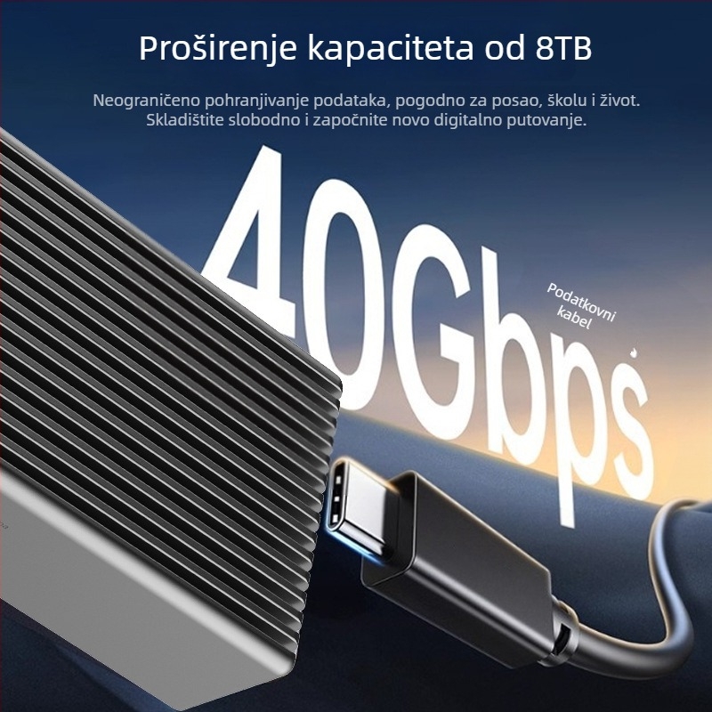 USB4 M.2 NVMe SSD kućište s Thunderbolt 4/3, aluminijska legura, 8TB, 40Gbps