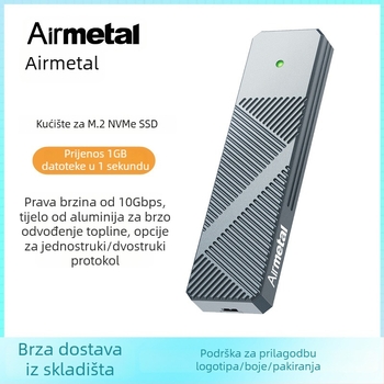 Vanjsko kućište za M.2 SSD s NVMe/SATA dvostrukim protokolom, USB 3.2 Type-C, aluminijsko kućište, do 4 TB