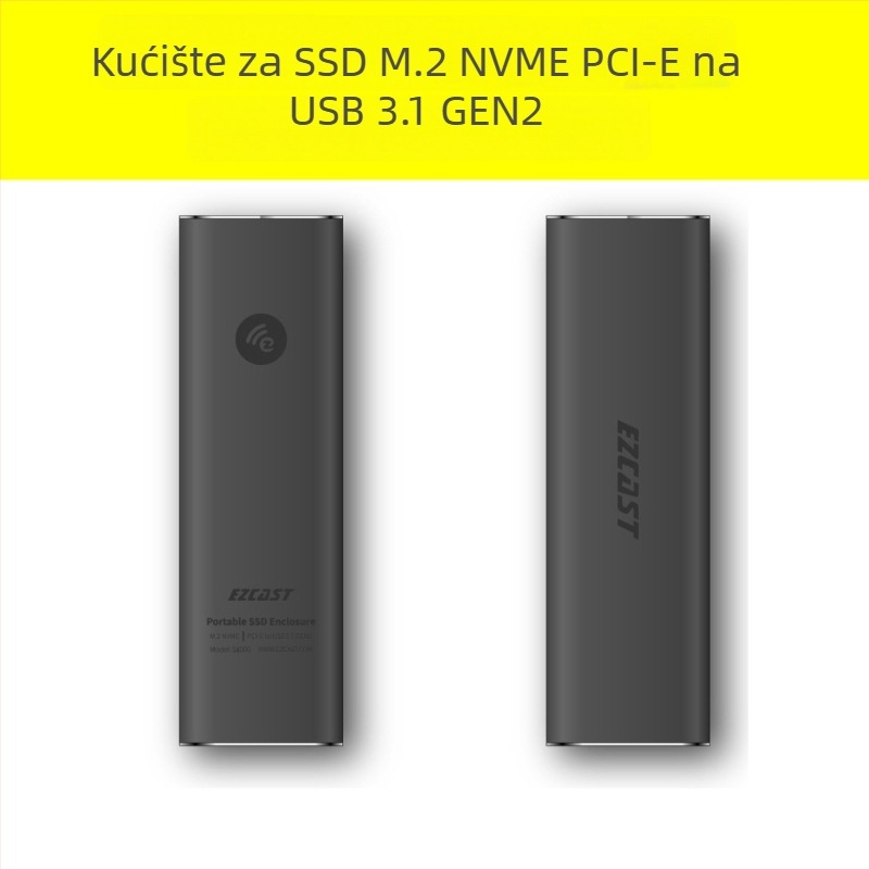 Kućište za M.2 NVMe SSD USB 3.1 Gen2 Type-C PCIe, do 2 TB, 9 Gbps, aluminijska legura