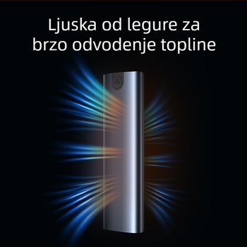 Vanjsko kućište za M.2 SSD s dvostrukim protokolom, USB 3.1 Type-C, aluminijska legura za disipaciju topline, 2 TB