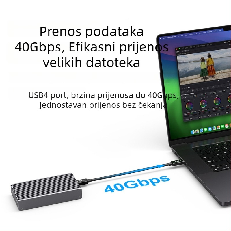 USB4 NVMe M.2 vanjski SSD kućište, aluminijska legura, 40 Gbps, podržava do 8 TB