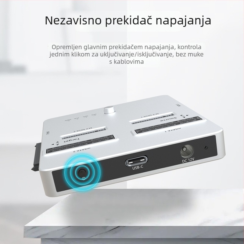 Dvostruka stanica za kloniranje tvrdih diskova uz podršku mSATA/M.2/SATA, 6 Gbps, aluminijska legura, OEM