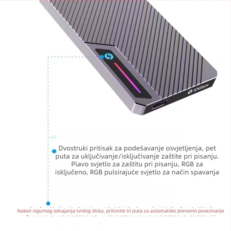 Zebra 007 vanjska kućišta za M.2 NVMe SSD — USB Type-C, 10Gbps, do 2TB, dvostruki protokol kontroler 9210b