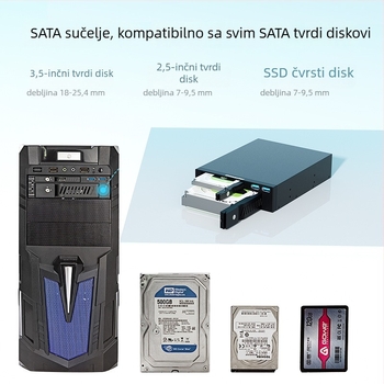 MR-6203 Dvostruka kutija za HDD/SSD s USB, podržava 2.5/3.5-inch diskove, SATA 6Gbps, do 10TB, metal + inženjerski plastik