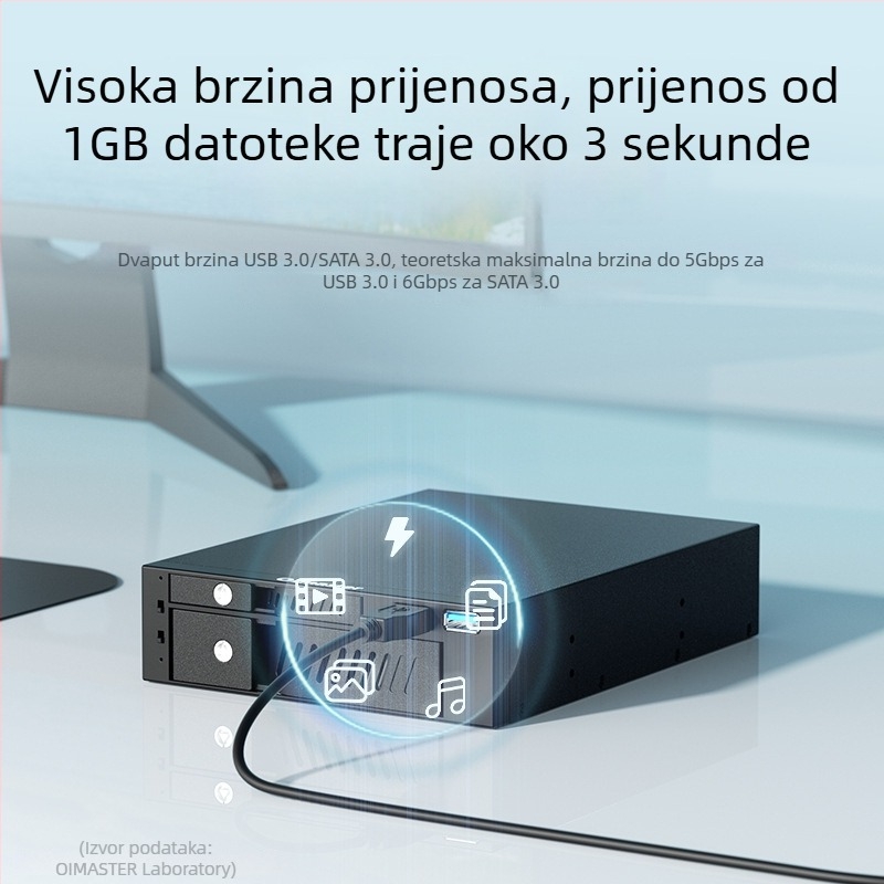 MR-6203 Dvostruka kutija za HDD/SSD s USB, podržava 2.5/3.5-inch diskove, SATA 6Gbps, do 10TB, metal + inženjerski plastik