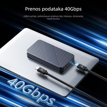 Vanjski SSD kućište, kompatibilno s Thunderbolt 3/4 i USB4, 40 Gbps, aluminijska legura, do 8 TB