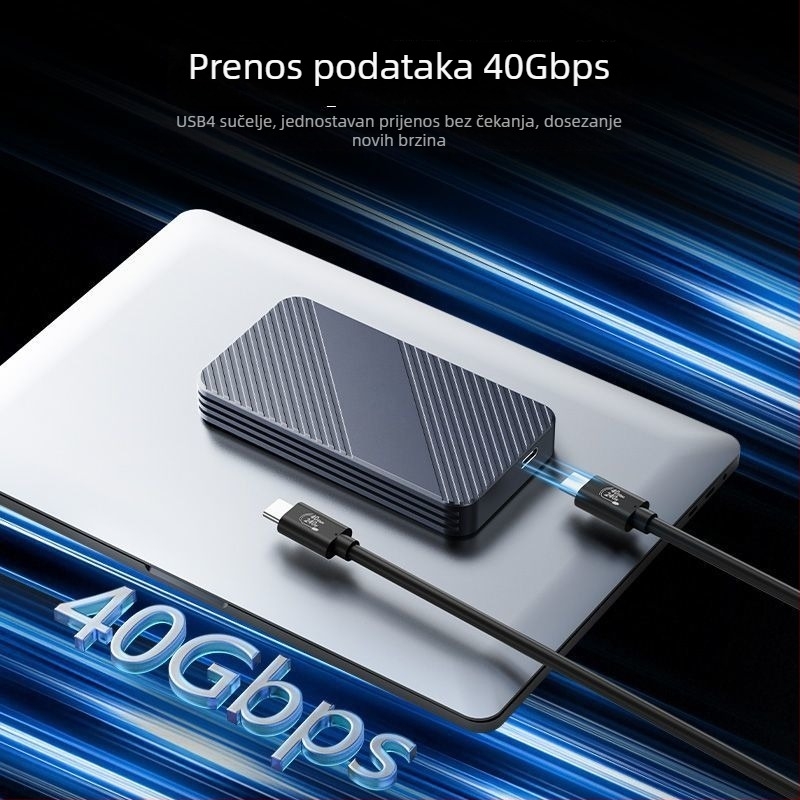 Vanjski SSD kućište, kompatibilno s Thunderbolt 3/4 i USB4, 40 Gbps, aluminijska legura, do 8 TB