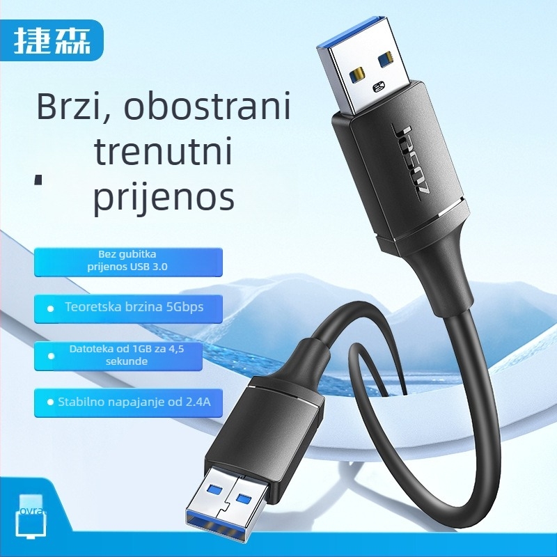 USB 3.0 kabel za podatke, muški–muški, USB A–A, duljina 0,5–3 m, bakar s premazom cinka, nikl premaz, modeli T-D193–T-D197