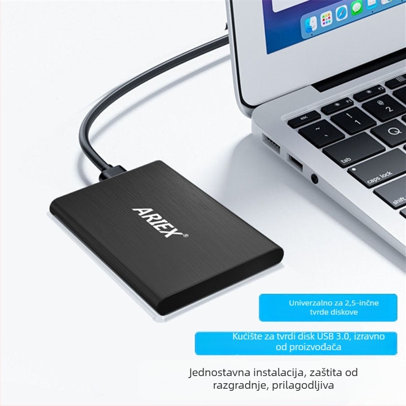 Vanjska kutija za 2,5-inčni SATA tvrdi disk, montaža bez alata, aluminijska legura, USB 3.0, podržava do 5 TB