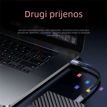USB-C kabel za podatke i brzo punjenje 60W, 10G brz podatkov prijenos, maksimalno 20V/3A, čisti bakar, kućište od aluminijske legure