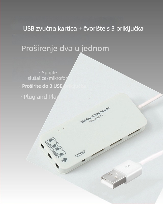 USB 2.0 hub s audio 2.0 i 7.1 zvučnom kartom