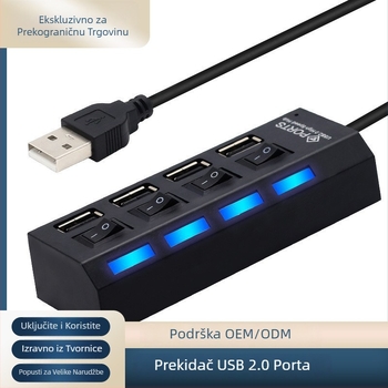 USB 4-portni hub sa prekidačem 2.0, model JDL-A81, 480 Mbps, splitter 1 na 4