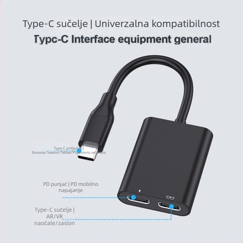 USB-C 2-u-1 docking stanica za AR naočale, gaming konzolu, mobitel i računalo – mini hub s brzinom prijenosa 5 Gbps