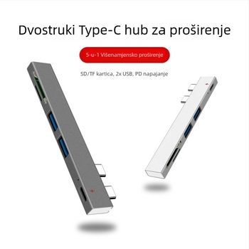 Docking stanica za MacBook Air Pro s čitačem kartica, dvostruki USB-C hub, PD napajanje