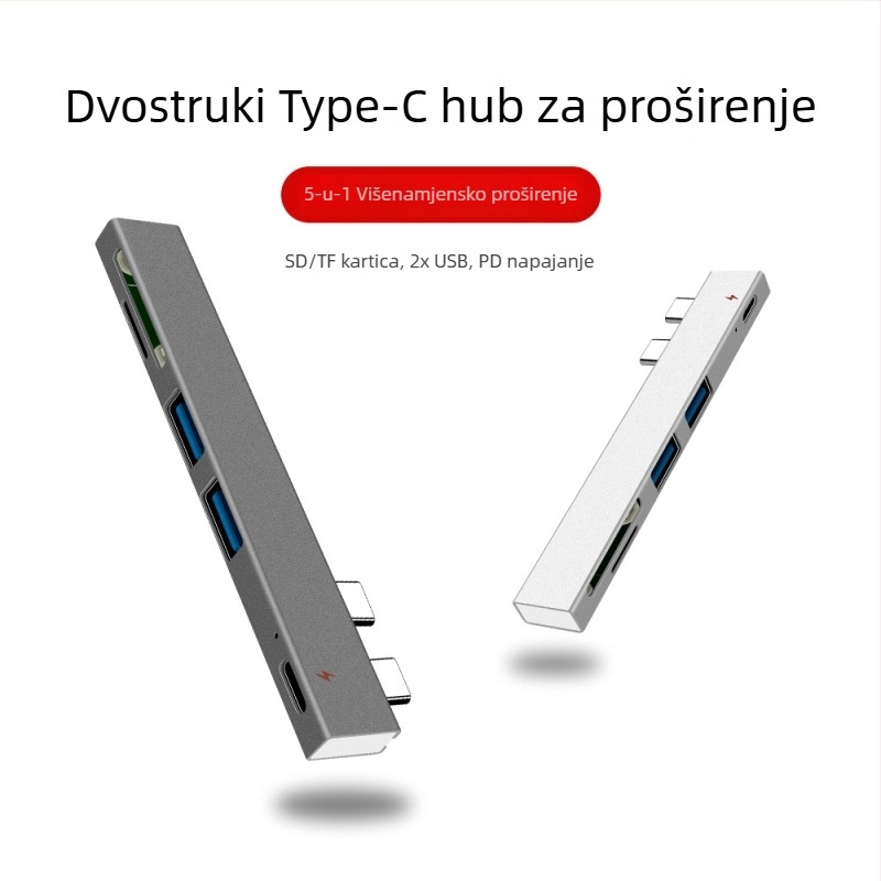 Docking stanica za MacBook Air Pro s čitačem kartica, dvostruki USB-C hub, PD napajanje