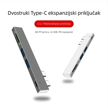 Docking stanica za MacBook Air Pro s čitačem kartica, dvostruki Type-C hub, PD punjenje
