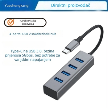 USB-C na USB 3.0 brzi docking stanica – 4-u-1 hub, aluminijska legura, model US210