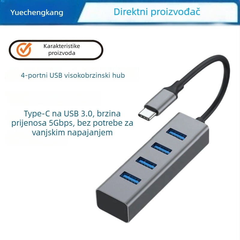 USB-C na USB 3.0 brzi docking stanica – 4-u-1 hub, aluminijska legura, model US210