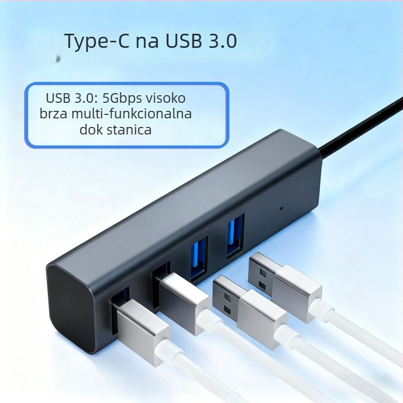 USB-C na USB 3.0 brzi docking stanica – 4-u-1 hub, aluminijska legura, model US210
