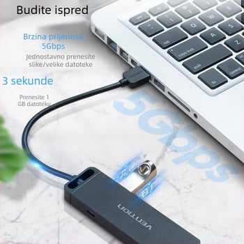 Weixun USB splitter 3.0 1 na 4 USB hub s vanjskim napajanjem, visoka brzina