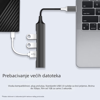 Kuxiang E07 USB-C docking stanica s hubom, 1–4 portovi, bez vanjskog napajanja