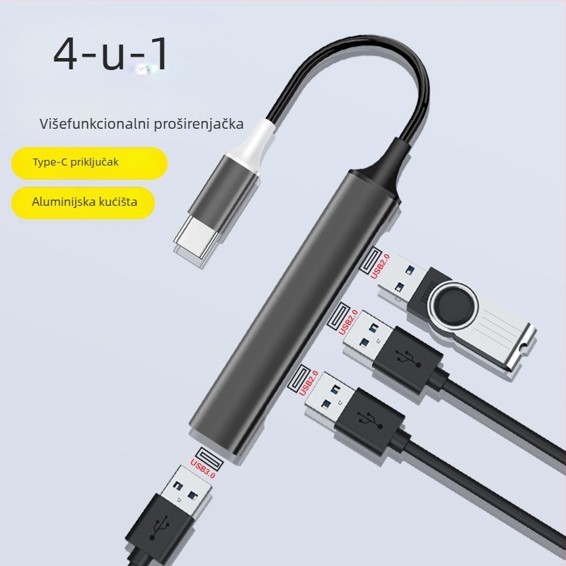 Kuxiang E07 USB-C docking stanica s hubom, 1–4 portovi, bez vanjskog napajanja