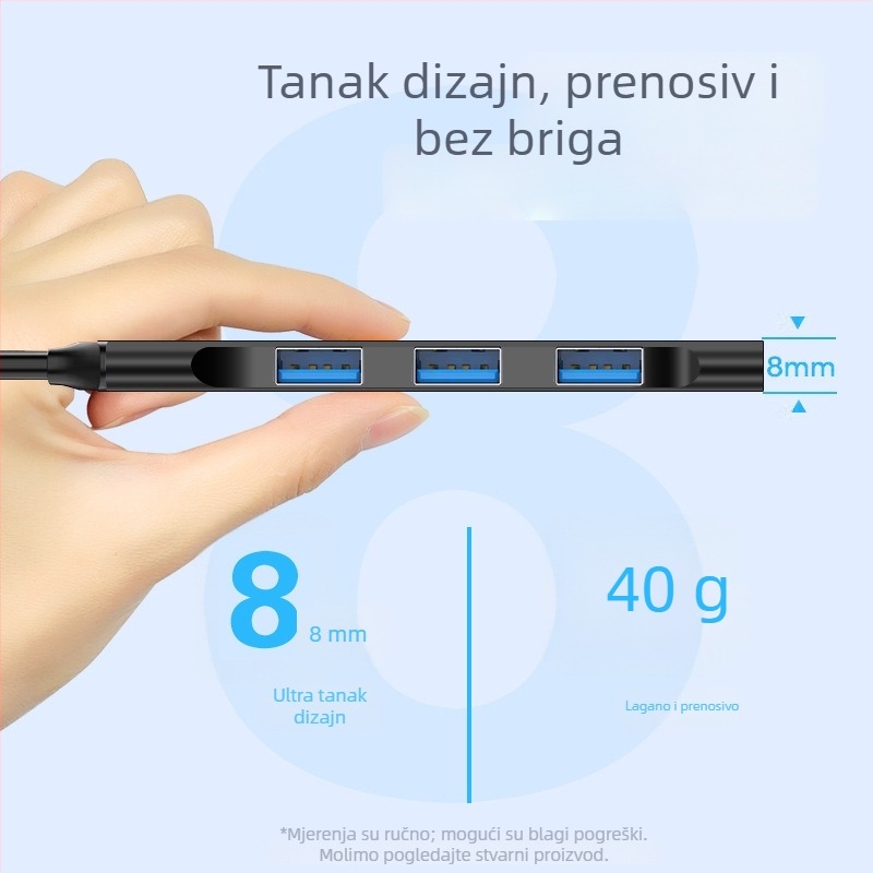 Kuxiang E07 USB-C docking stanica s hubom, 1–4 portovi, bez vanjskog napajanja