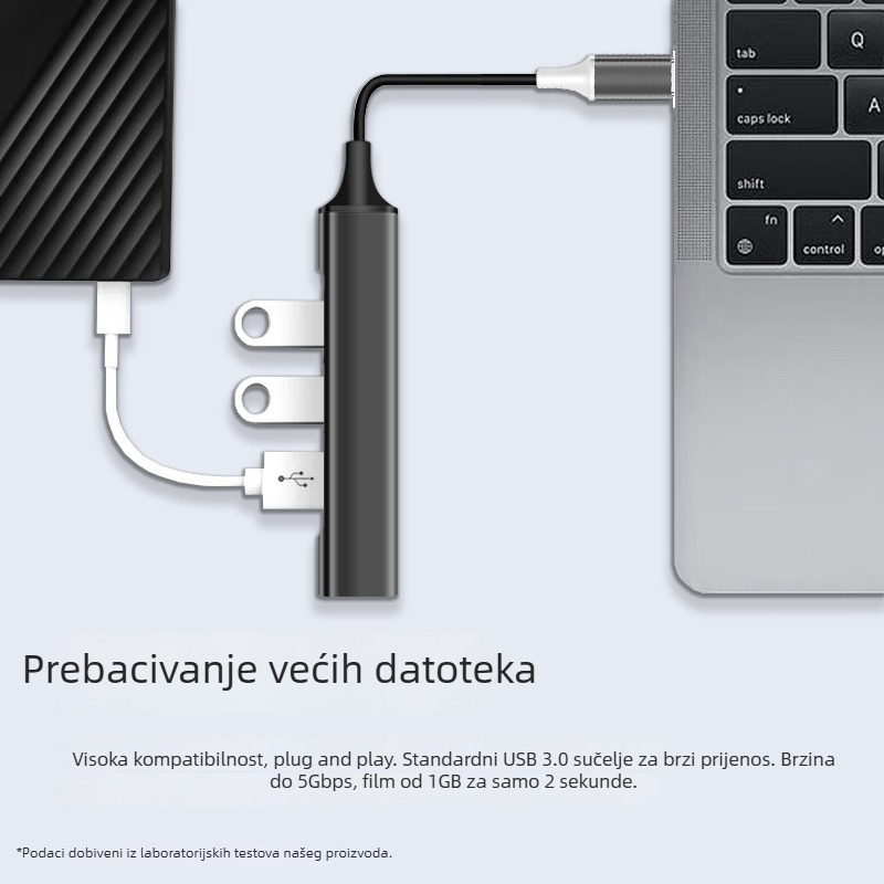 Kuxiang E07 USB-C docking stanica s hubom, 1–4 portovi, bez vanjskog napajanja