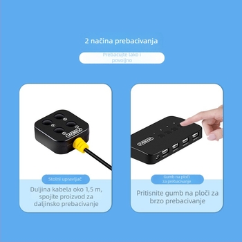 USB 2.0 hub za četiri hosta, dijeli i prebacuje četiri USB uređaja, model FJ-U404, bez vanjskog napajanja