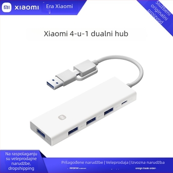 USB 3.0 4-portni splitter/adaptor za prijenos podataka (USB-A/Type-C kabel oko 7,6 cm, bez vanjskog napajanja, USB 3.0 sučelje, teorijski do 5 Gbps, do 450 MB/s)