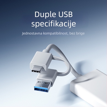 USB 3.0 4-portni splitter/adaptor za prijenos podataka (USB-A/Type-C kabel oko 7,6 cm, bez vanjskog napajanja, USB 3.0 sučelje, teorijski do 5 Gbps, do 450 MB/s)