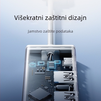 USB 3.0 4-portni splitter/adaptor za prijenos podataka (USB-A/Type-C kabel oko 7,6 cm, bez vanjskog napajanja, USB 3.0 sučelje, teorijski do 5 Gbps, do 450 MB/s)