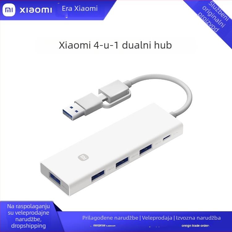 USB 3.0 4-portni splitter/adaptor za prijenos podataka (USB-A/Type-C kabel oko 7,6 cm, bez vanjskog napajanja, USB 3.0 sučelje, teorijski do 5 Gbps, do 450 MB/s)
