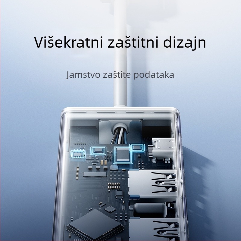 USB 3.0 4-portni splitter/adaptor za prijenos podataka (USB-A/Type-C kabel oko 7,6 cm, bez vanjskog napajanja, USB 3.0 sučelje, teorijski do 5 Gbps, do 450 MB/s)