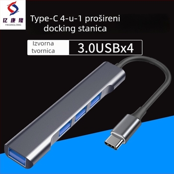 Aluminijska USB-C docking stanica četiri u jednom s USB 3.0 hubom i OTG-om, 5 Gbps