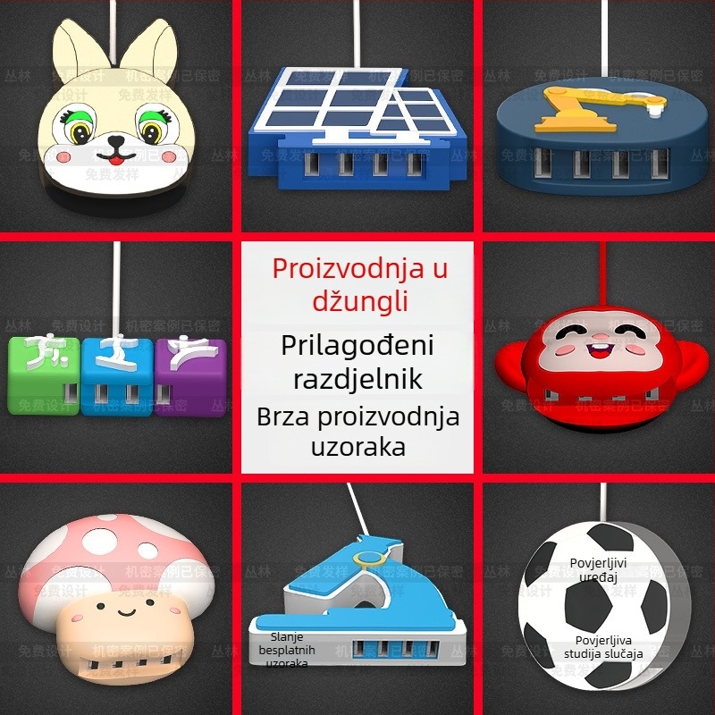 USB hub s više portova u obliku mikroskopa, PVC mekana guma, 3D životinjska figurica