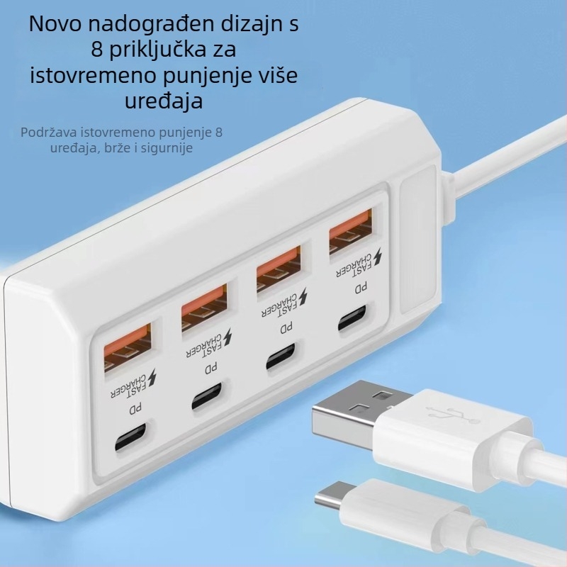 USB 3.0 8-portni proširivački hub s kabelom duljine 1 m