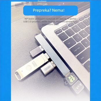 Type-C docking hub – 3-u-1 splitter za laptop s nagibnim USB 3.0 portovima
