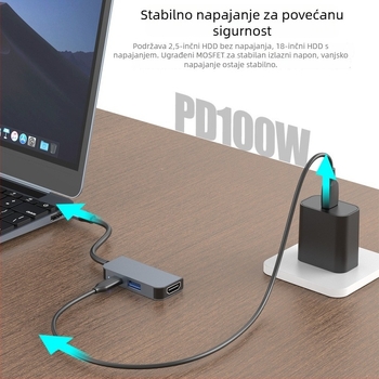 Nova mini USB-C docking stanica za laptop – 3-u-1, HDMI 4K