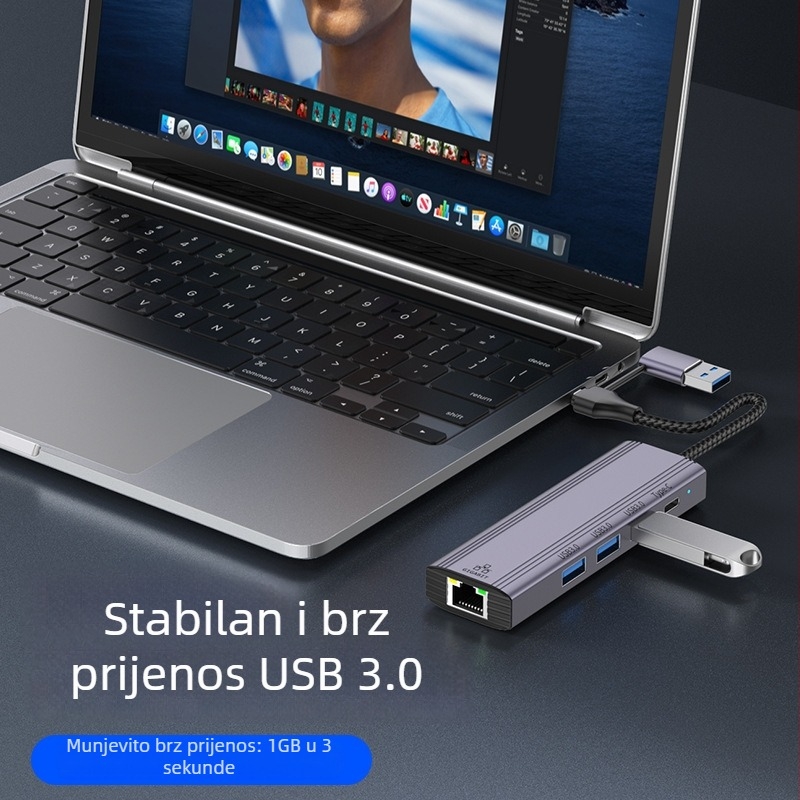 USB 3.2 Gen2 6-portni USB hub, 5 Gbps, napajanje preko USB-a, model T513
