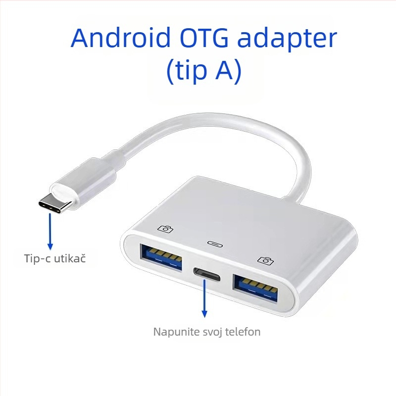 USB-C OTG hub s dva USB 3.0 porta i PD napajanjem